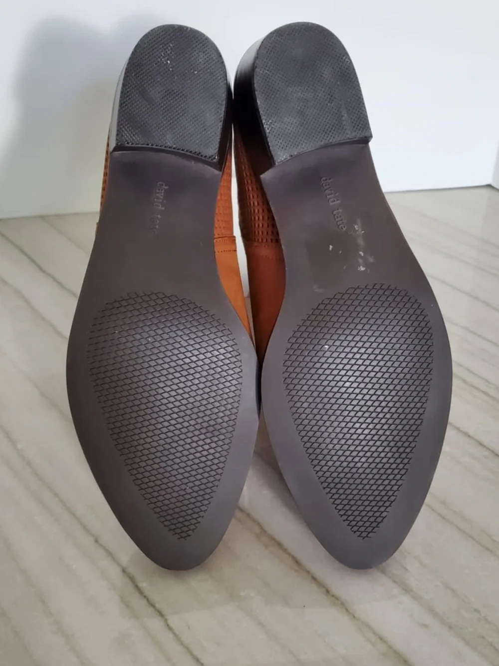 David Tate Kaci Womens Brown Leather Ankle Boots Stacked Heel
